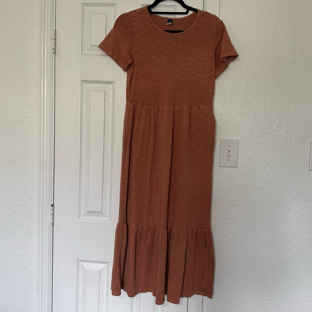 Old Navy Burnt Orange Tiered Midi Dress XS